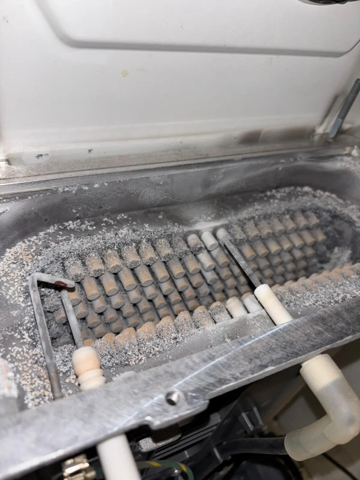 The same heat exchanger after cleaning, fins clear